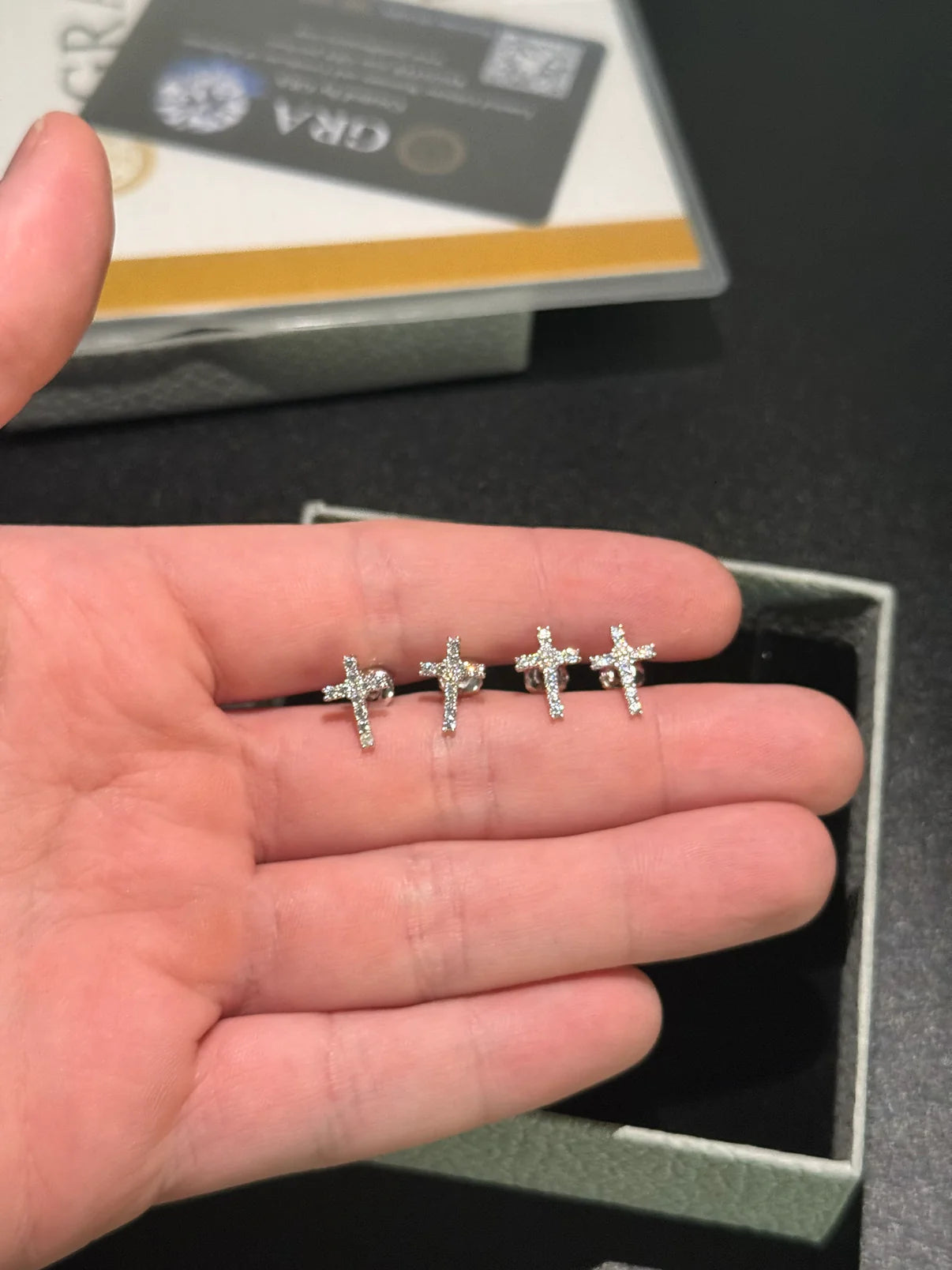 Sliver & Moissanite Cross Earrings