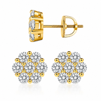 18k Gold Plated VVS Moissanite Floral Stud Earrings- Diamond Like Shine| GRA Certified