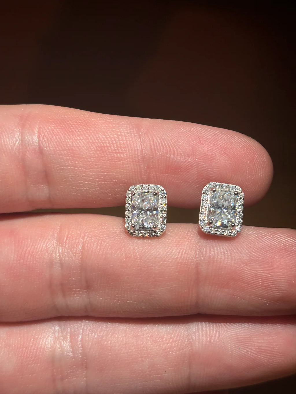 Sliver & Moissanite Halo Stud earrings