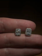 Sliver & Moissanite Halo Stud earrings