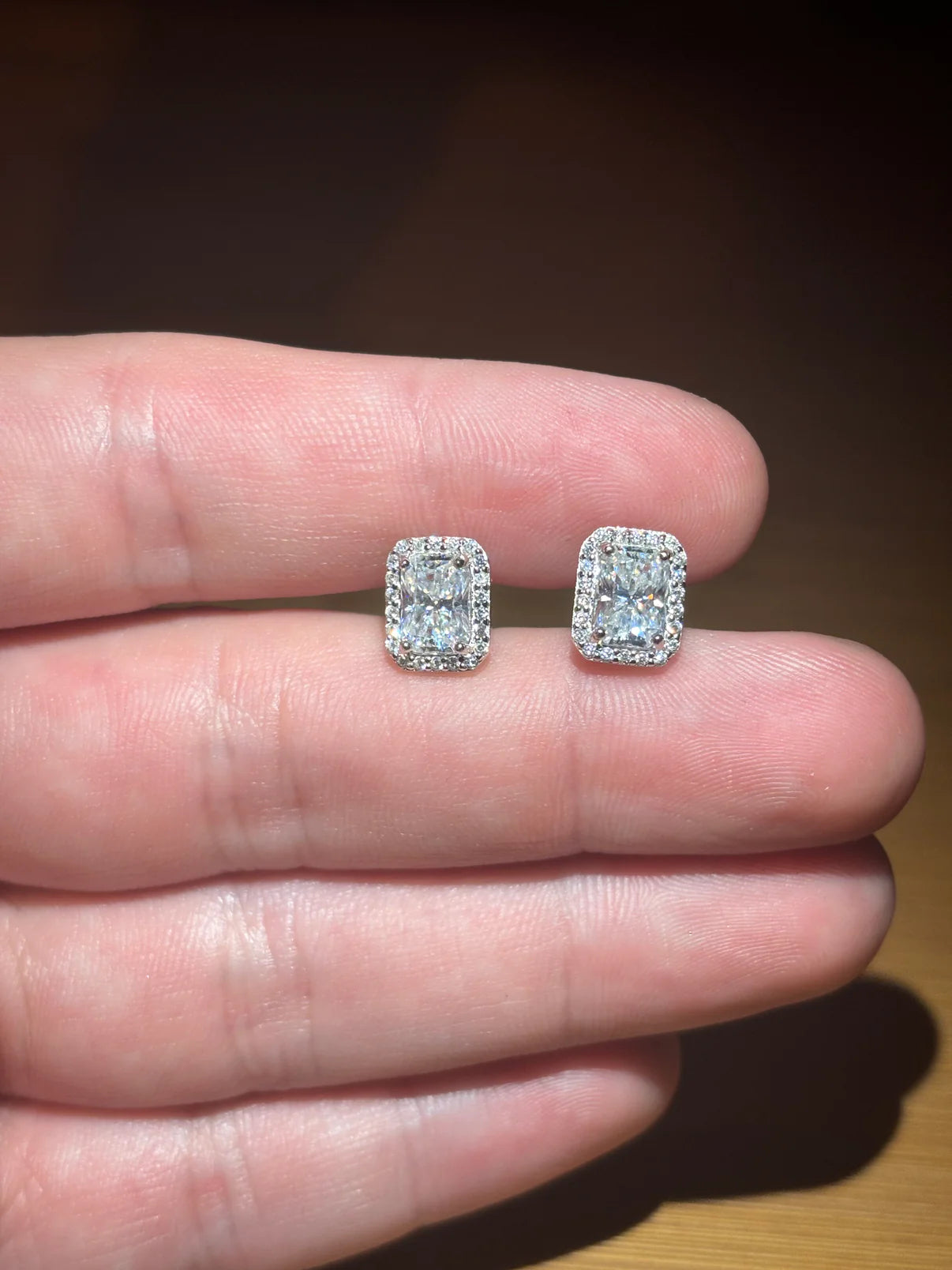 Sliver & Moissanite Halo Stud earrings