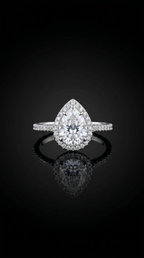 Aurivelle's Sliver & Moissanite Pear Ring -Diamond-Like Shine| GRA Certified