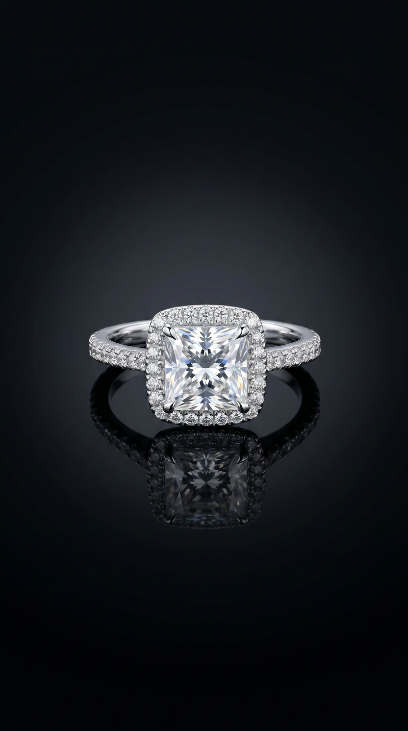 Aurivelle's Sliver & Moissanite Cubic Ring -Diamond-Like Shine| GRA Certified
