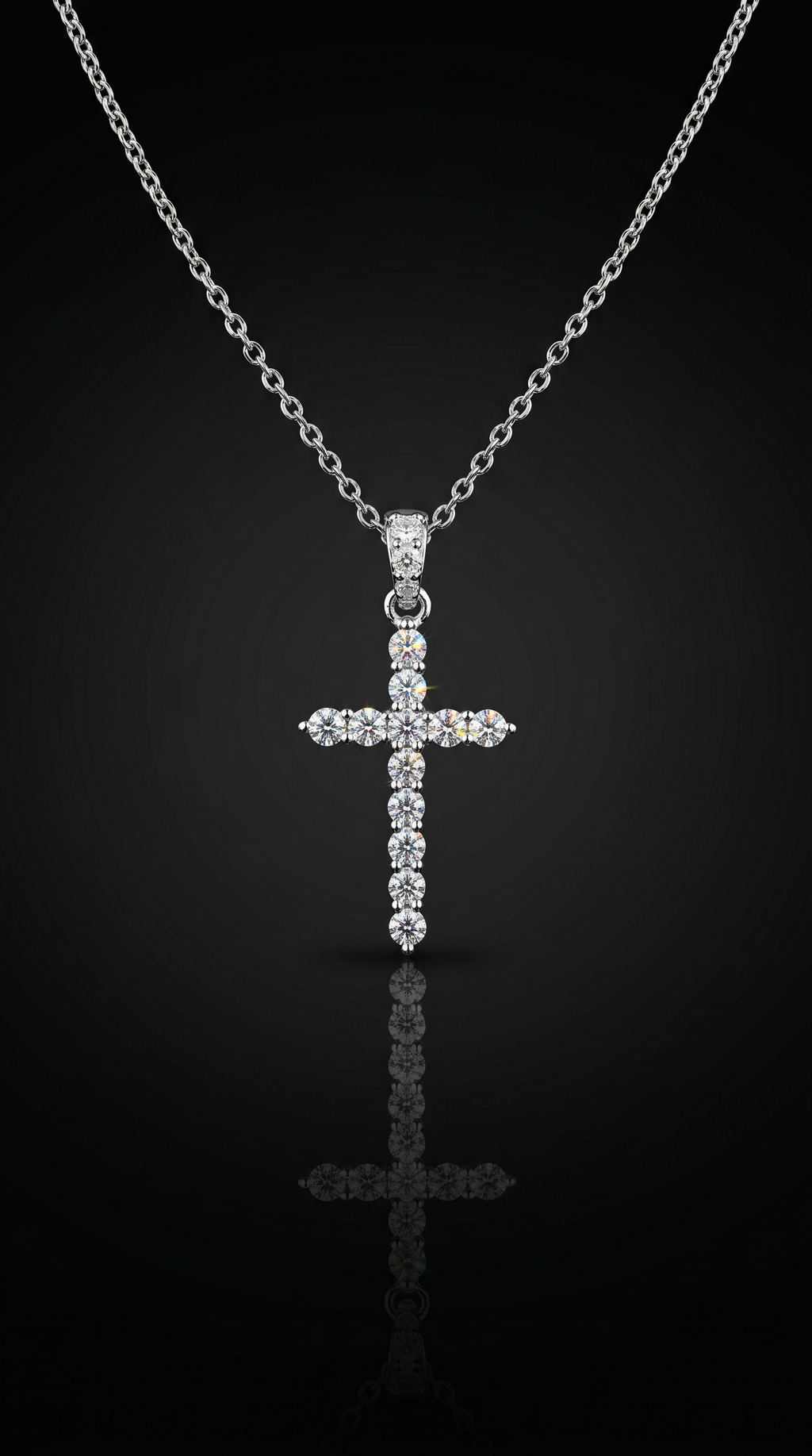 Aurivelle's Sliver & Moissanite Cross Pendant & Chain -Diamond-Like Shine| GRA Certified