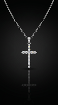 Aurivelle's Sliver & Moissanite Cross Pendant & Chain -Diamond-Like Shine| GRA Certified