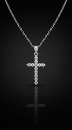 Aurivelle's Sliver & Moissanite Cross Pendant & Chain -Diamond-Like Shine| GRA Certified