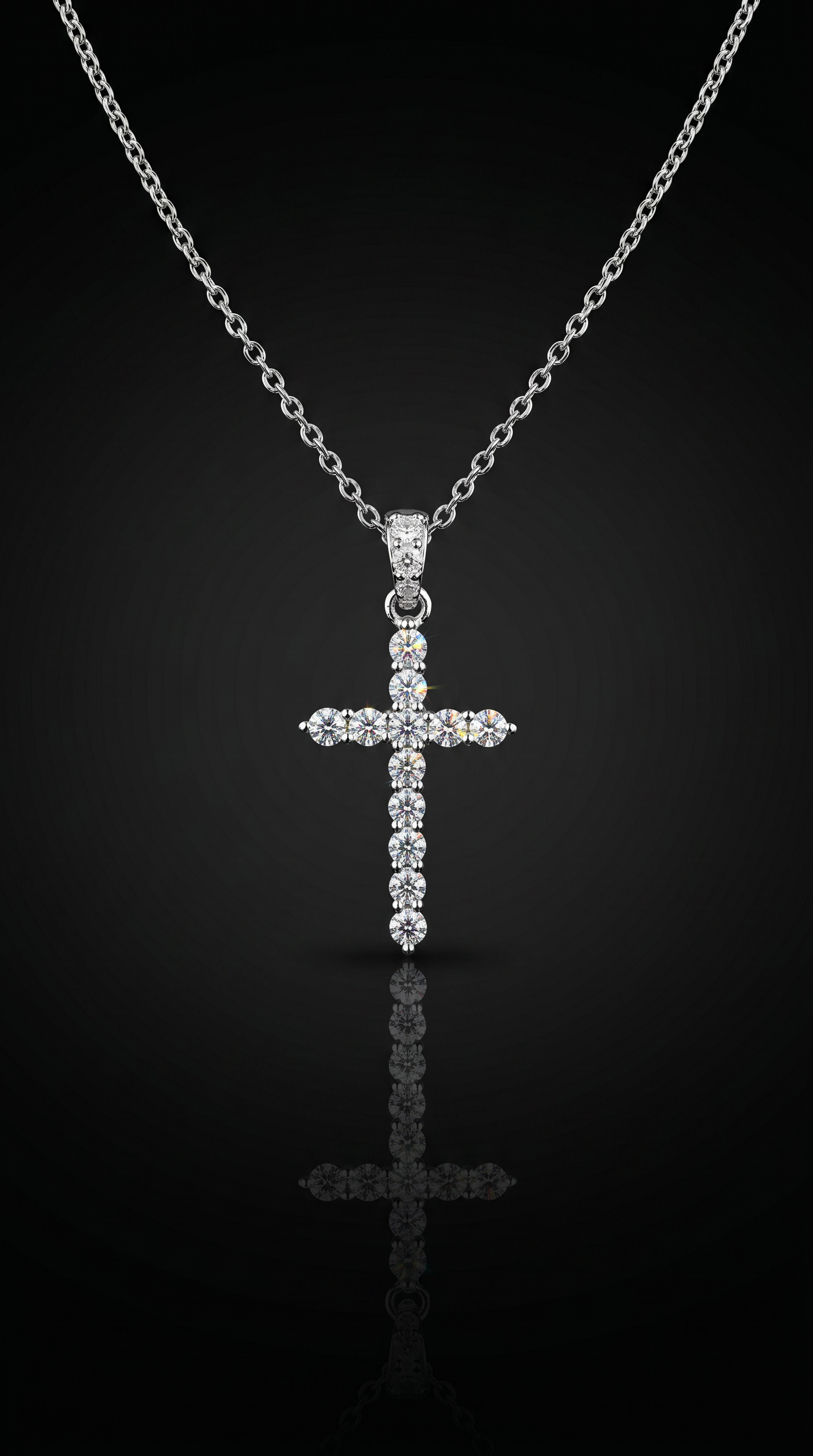 Aurivelle's Sliver & Moissanite Cross Pendant & Chain -Diamond-Like Shine| GRA Certified