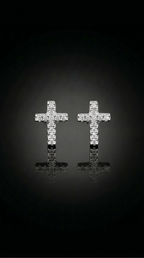 Aurivelle's 925 Sterling Silver & VVS Moissanite Small Cross Earrings -Diamond-Like Shine| GRA Certified