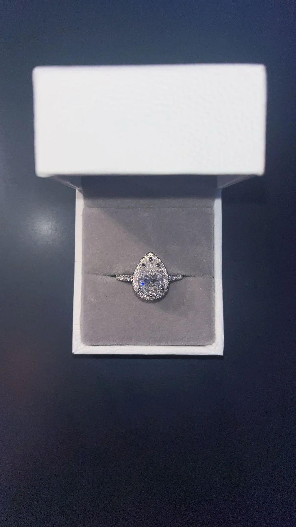 Sliver & Moissanite Pear Ring
