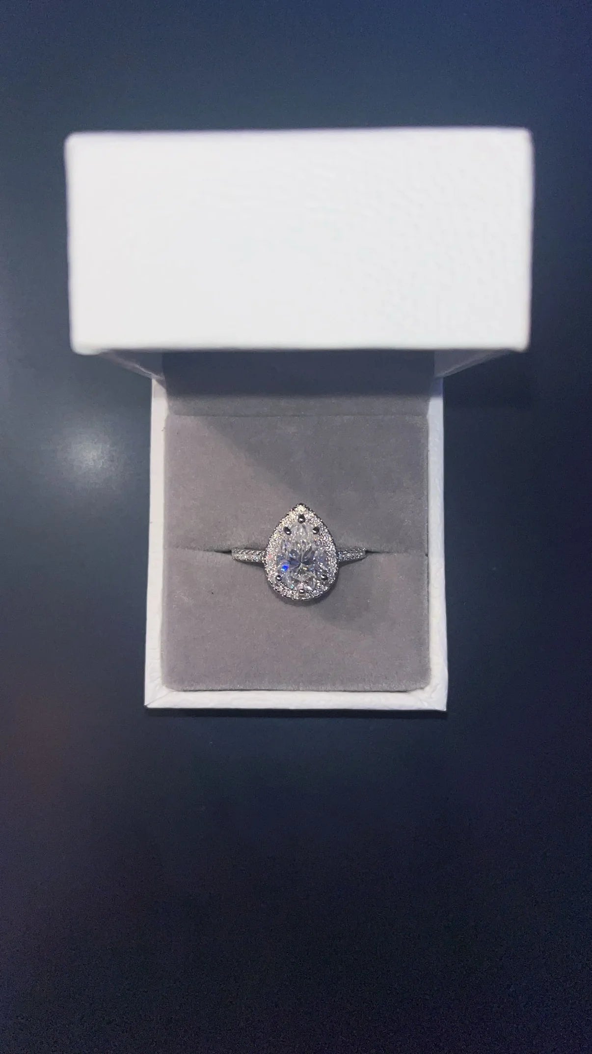 Sliver & Moissanite Pear Ring