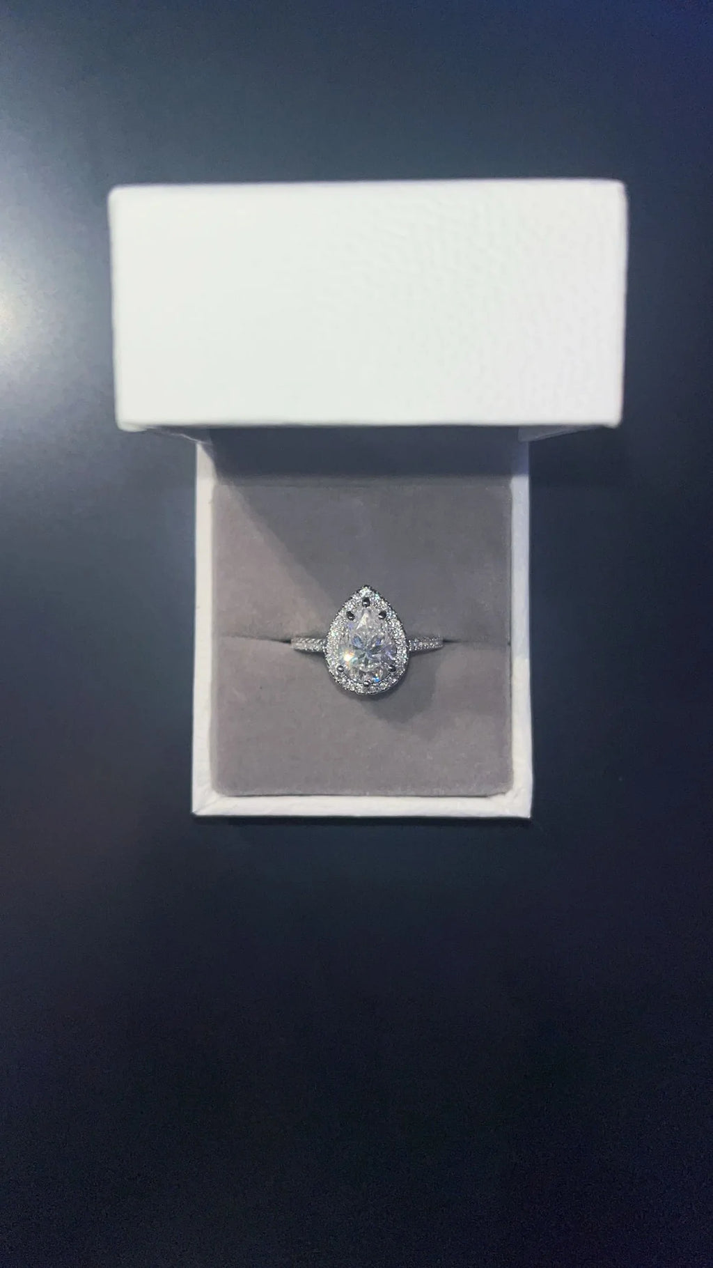 Sliver & Moissanite Pear Ring