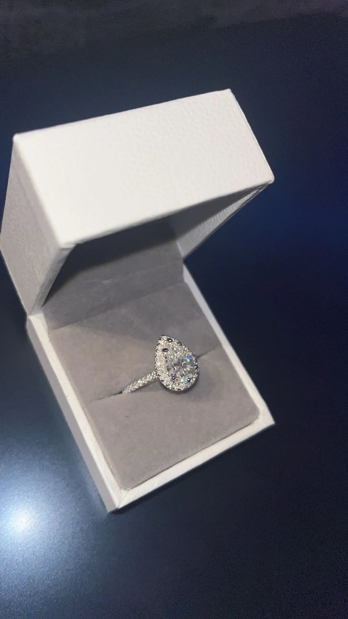 Sliver & Moissanite Pear Ring