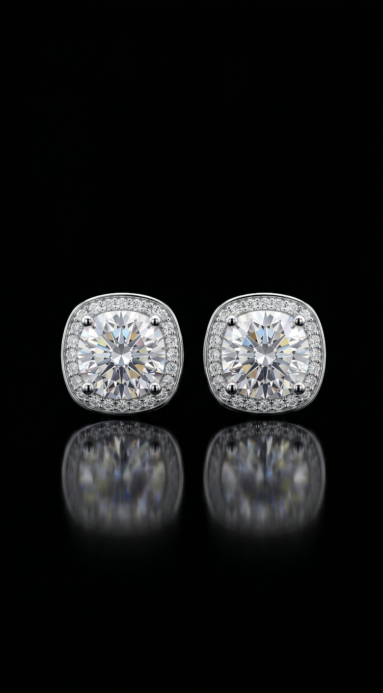 Aurivelle's 925 Sterling Silver & VVS Moissanite Stud Earrings -Diamond-Like Shine| GRA Certified