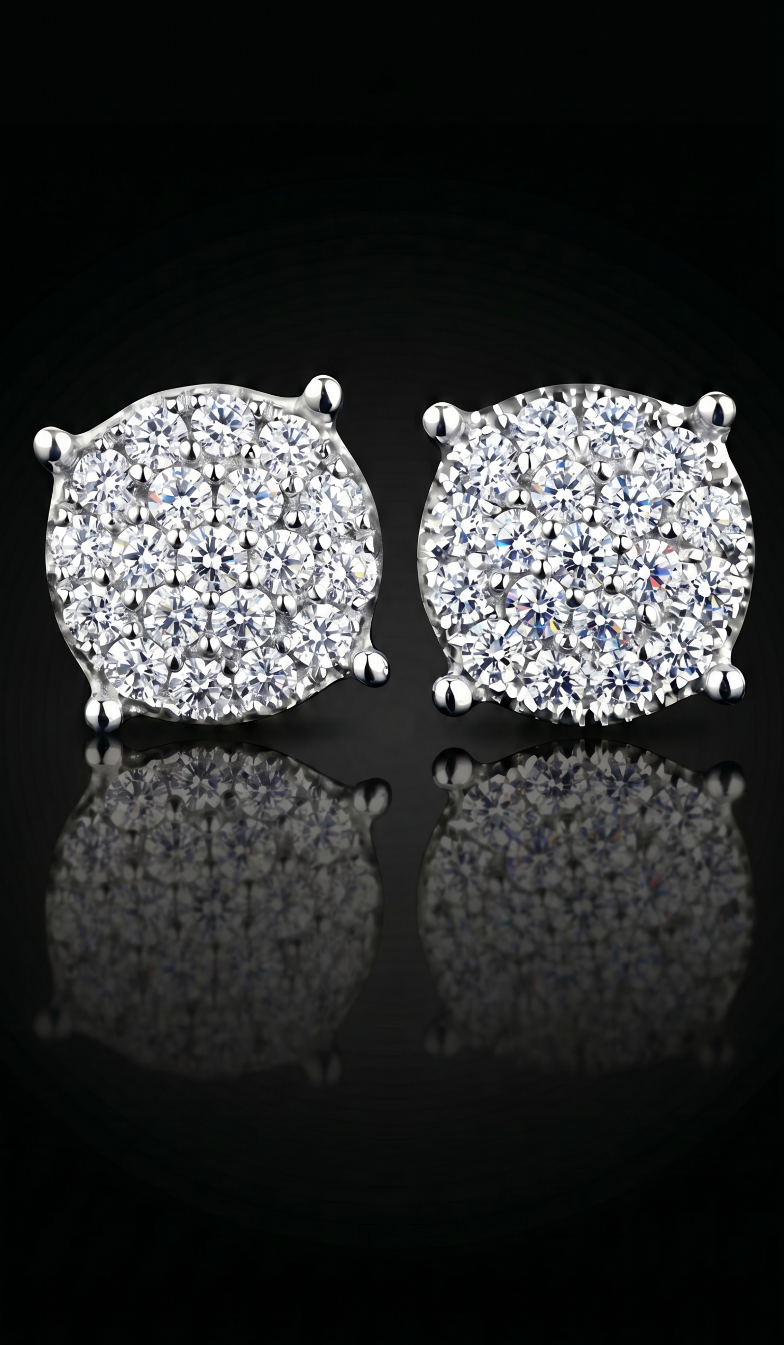 Aurivelle's Moissanite Cubic Stud Earrings -Diamond-Like Shine| GRA Certified